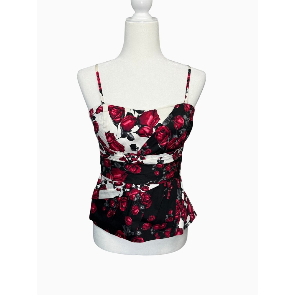 White House Black Market Floral Bustier Peplum Top Size M Strapless Rose Print - Picture 10 of 10